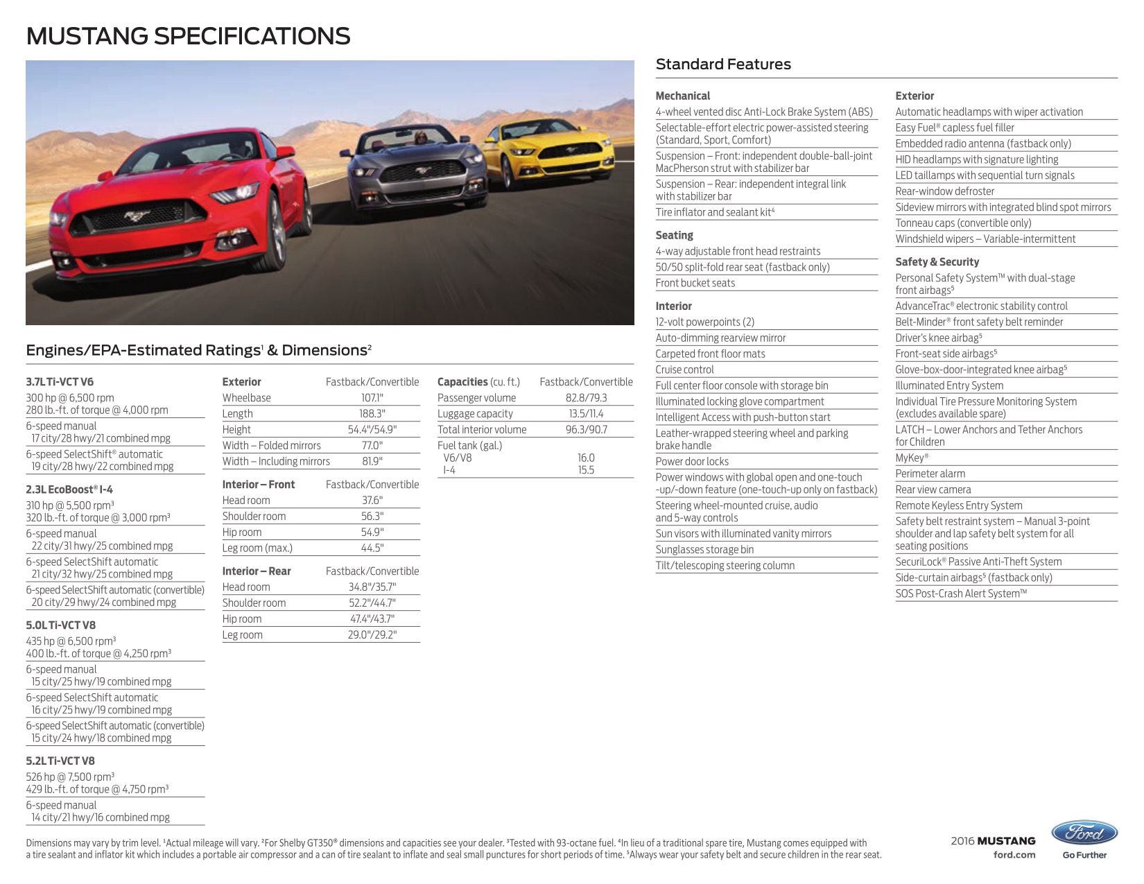 2016 Ford Mustang Brochure Page 16
